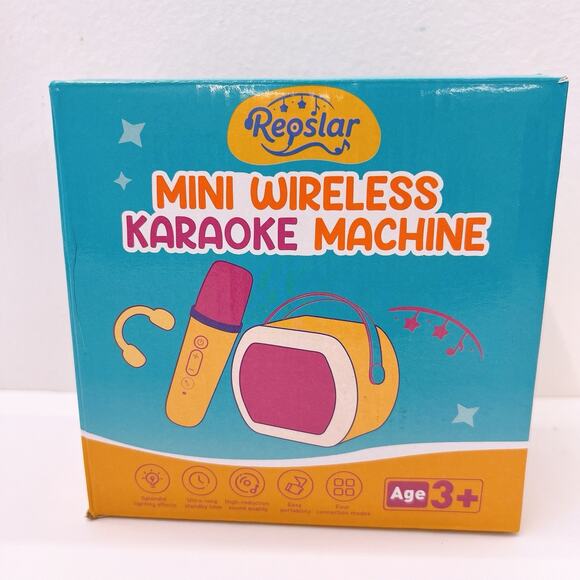 Mini Karaoke Machine for Kids 3+ Years Bluetooth Speaker with 2 Mics Pink Gifts - Picture 3 of 11